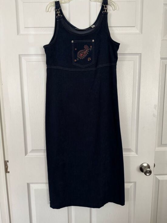 Amanda Smith Dresses & Skirts - Vintage 90s Soft Blue Paisley Overall Dress Size Small Western Cottagecore